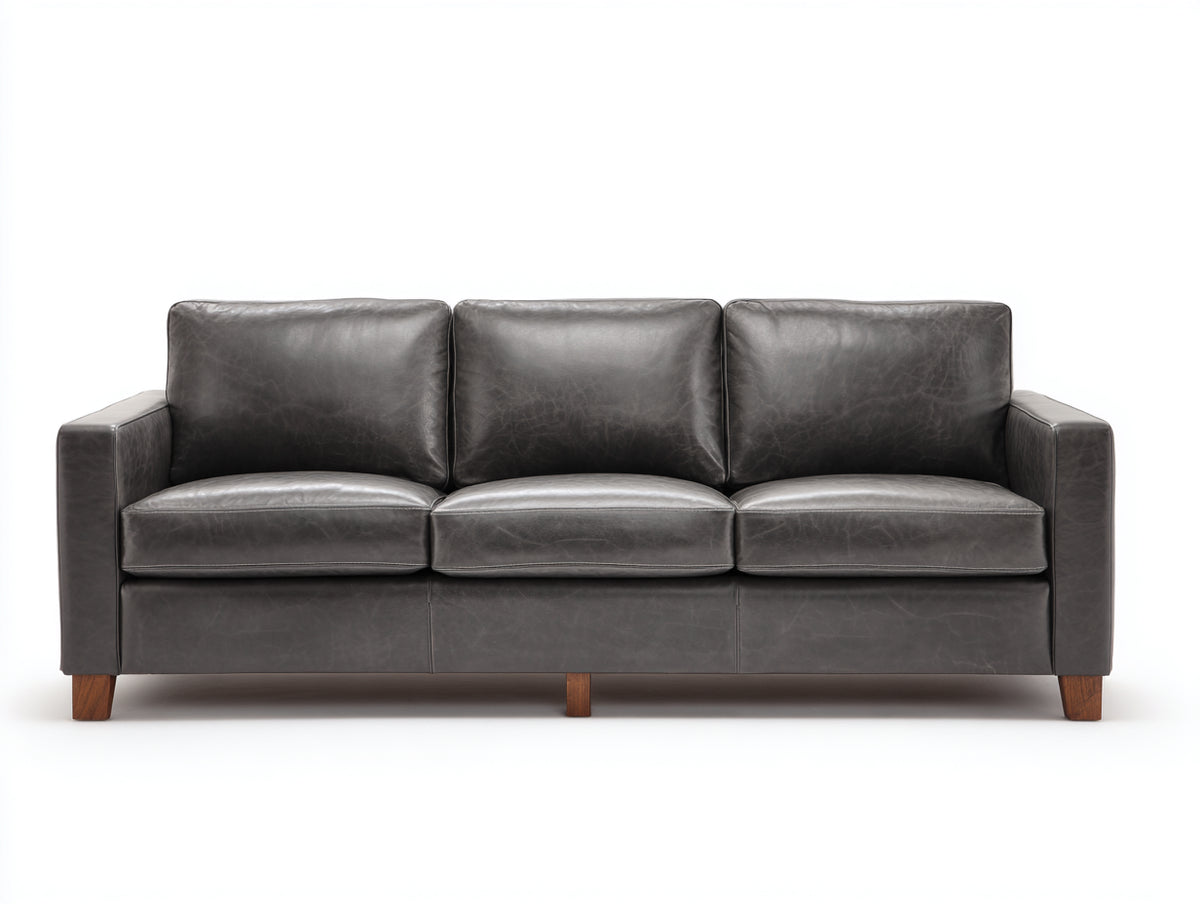 3 Sitzer Sofas aus Leder 218 x 94 x 87 cm - Grau - Modernes geradliniges Design für Wohnzimmer