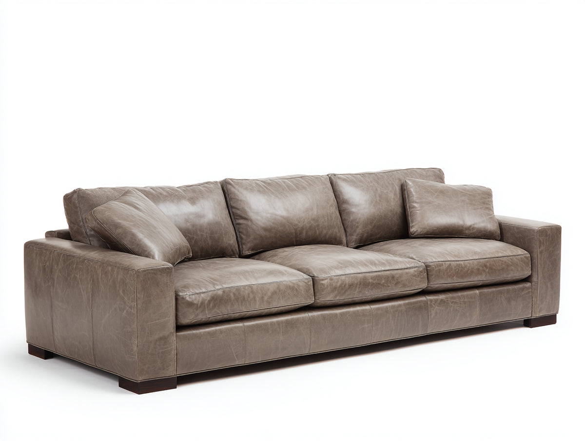 3 Sitzer Sofas aus Leder 238 x 102 x 88 cm - Taupe - Modernes Lounge Design für Wohnzimmer